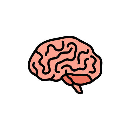 brain doodle icon, vector illustrationのイラスト素材