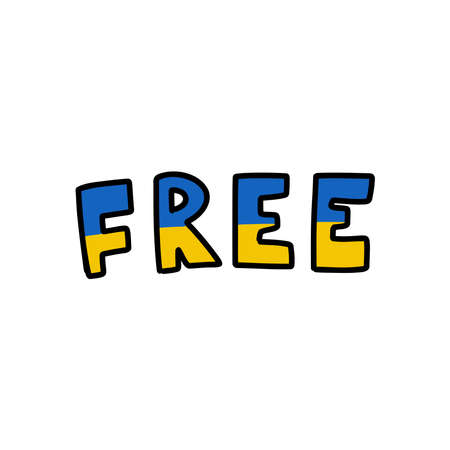 free Ukraine, Ukraine flag doodle icon, vector illustrationのイラスト素材