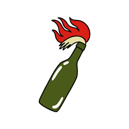 molotov cocktail doodle icon, vector illustrationのイラスト素材
