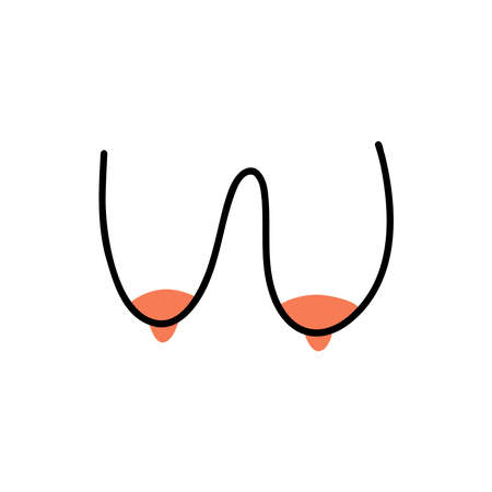 female breast doodle icon, vector illustrationのイラスト素材
