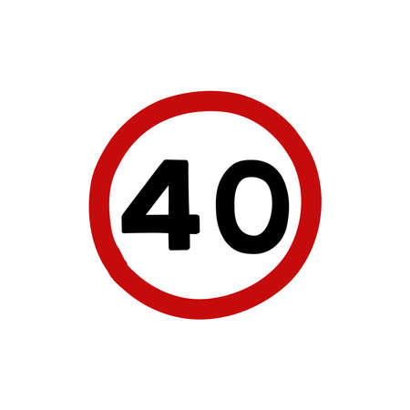 speed limit sign doodle icon, vector illustration