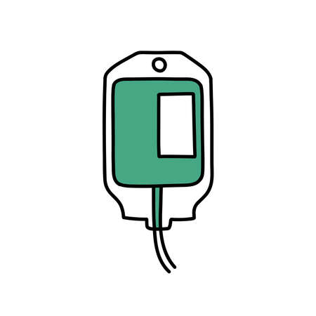 IV medical bag doodle icon, vector illustrationのイラスト素材