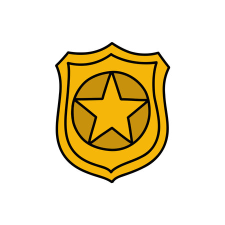 police badge doodle icon, vector illustrationのイラスト素材