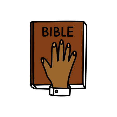 bible oath doodle icon, vector illustrationのイラスト素材