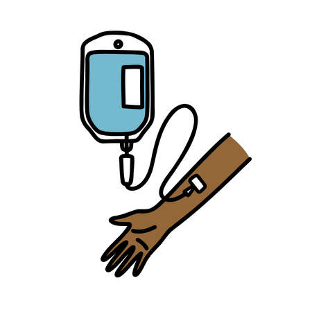 IV medical bag doodle icon, vector illustrationのイラスト素材