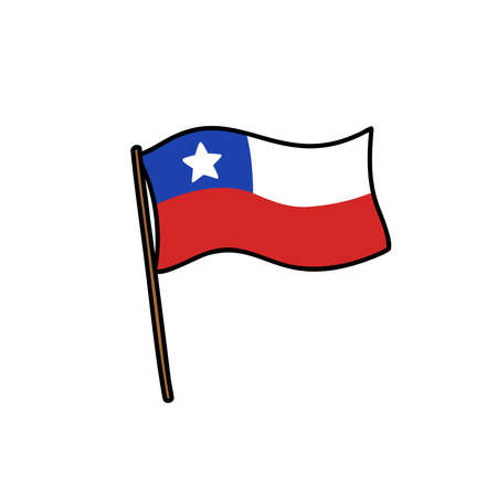 Flag of Chile doodle icon, vector illustrationのイラスト素材