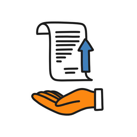upload documents doodle icon, vector illustrationのイラスト素材