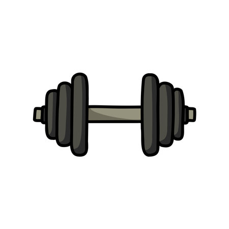 dumbbell doodle icon, vector illustrationのイラスト素材