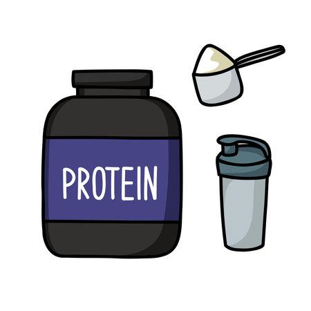 protein pack doodle icon, vector illustrationのイラスト素材