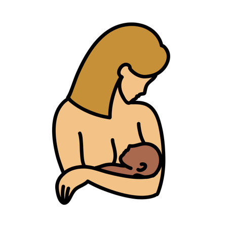 breastfeeding doodle icon, vector illustrationのイラスト素材