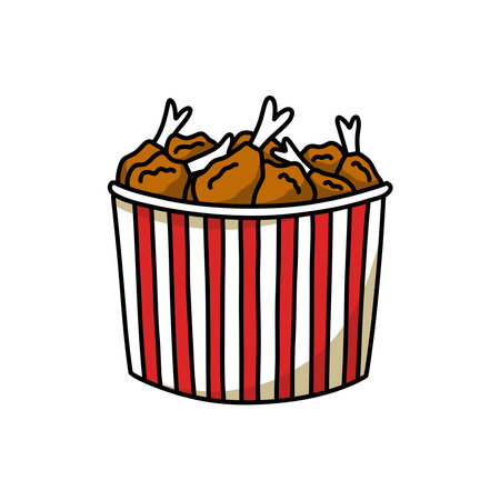 fried chicken bucket doodle icon, vector illustrationのイラスト素材