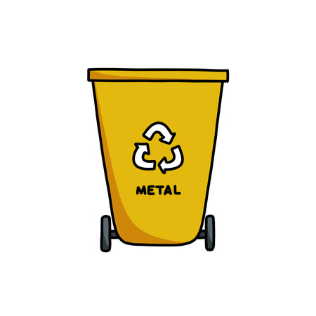 recycle bin container metal doodle icon, vector illustrationのイラスト素材