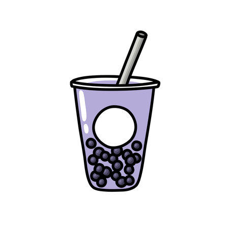 bubble tea doodle icon, vector illustrationのイラスト素材