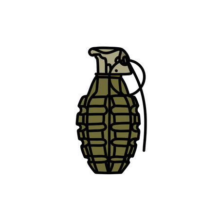hand grenade doodle icon, vector illustrationのイラスト素材
