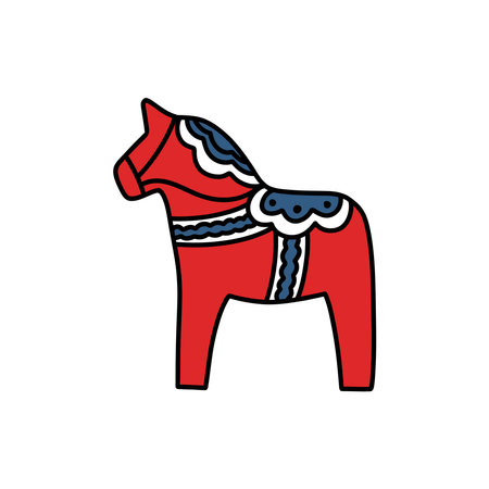 dala horse doodle icon, vector illustrationのイラスト素材