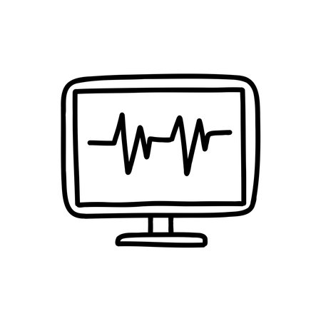 cardio monitor doodle icon, vector illustrationのイラスト素材