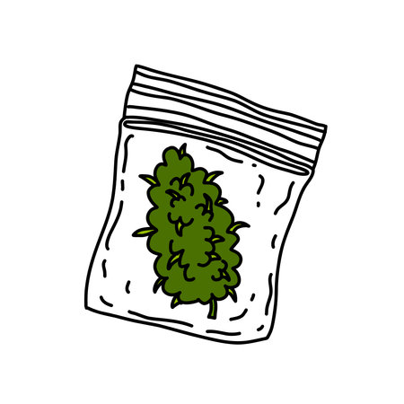 cannabis bud doodle icon, vector illustrationのイラスト素材