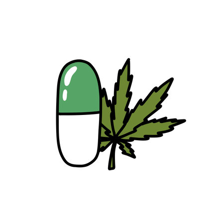 healthcare pharmacy medical cannabis doodle icon, vector illustrationのイラスト素材