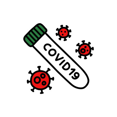 covid doodle icon, vector illustrationのイラスト素材