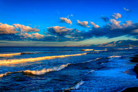 Summer morning coast of the Tyrrhenian Sea.の写真素材