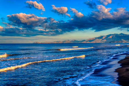 Summer morning coast of the Tyrrhenian Sea.の写真素材