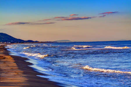 Summer morning coast of the Tyrrhenian Sea.の写真素材