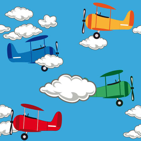 Seamless airplane patternのイラスト素材