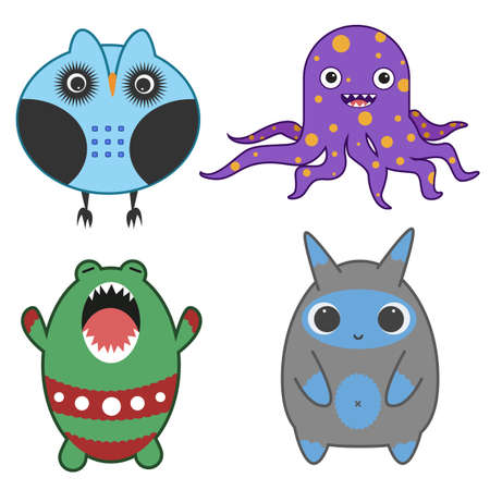 Set of Japanese style cartoon monstersのイラスト素材