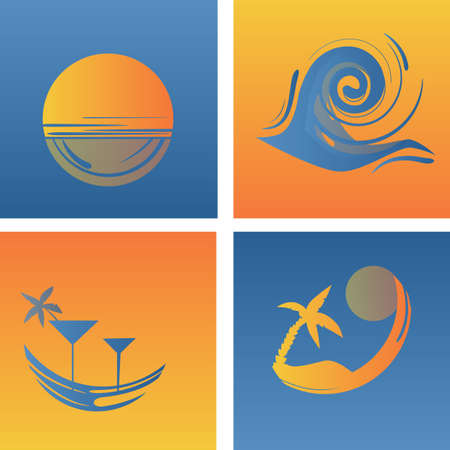 Set of simple summertime backgroundのイラスト素材