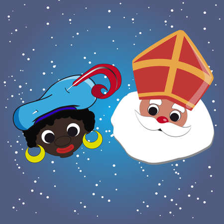 Sint en piet of the Dutch Sinterklaas celebrationのイラスト素材