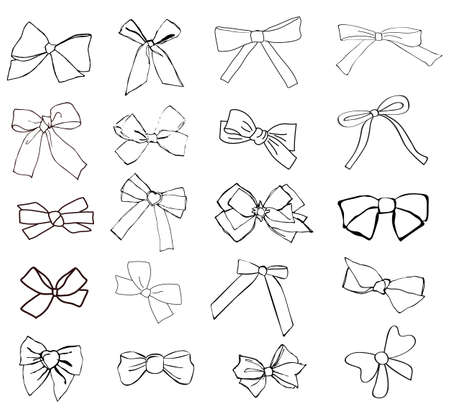 ribbons black and white vector hand drawn