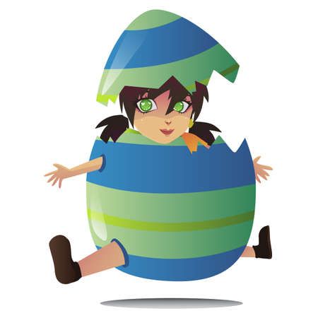 jumping egg vectorのイラスト素材