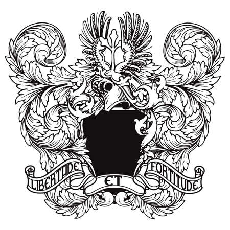 Victorian ornamental frame with old Latin textのイラスト素材