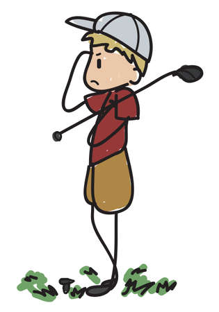 Doodle style golf player unhappy with his strikeのイラスト素材