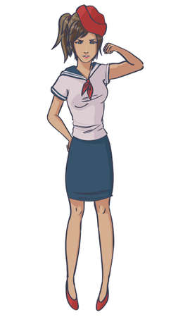 Image of an American style sailor pin up isolated on a white backgroundのイラスト素材