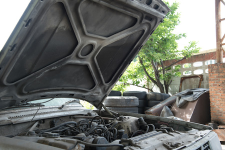 old discard vehicle in garage