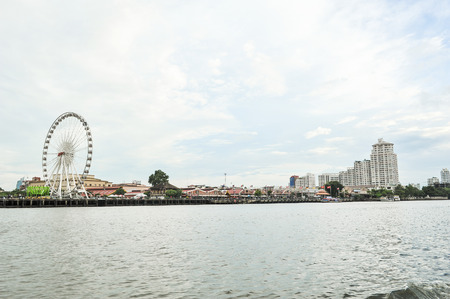 THAILAND-september 16,2015: the view point of Chao Phraya River between Saphan Taksin station to asiatique the river front this station is important to point out areas in Thonburi district,のeditorial素材