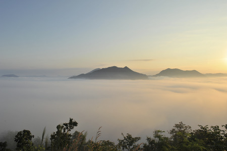 sunrise at chaingkhan in loie province northeast in thailandの写真素材