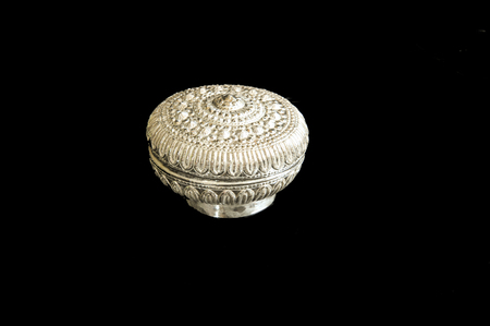 Antique silverware  in black backgroundの写真素材