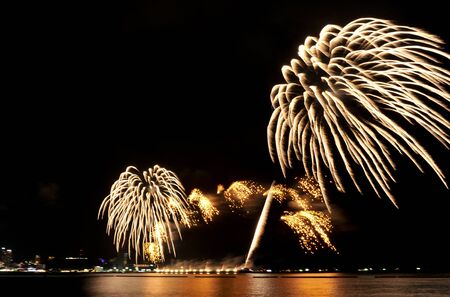 PATTAYA-THAILAND may 24-25 Pattaya International Fireworks Festival 2019 at pattaya beach on may 24-25, 2019 in pattaya, thailandのeditorial素材