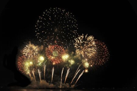 PATTAYA-THAILAND november 29-30 Pattaya International Fireworks Festival 2019 at pattaya beach on november 29-30 in pattaya, thailandのeditorial素材