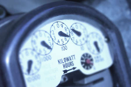 Power meter showing kilowatt hours.