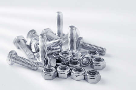 Collection of bolts and locknutsの写真素材