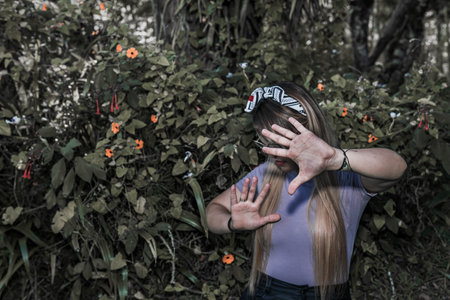Women in fear of violence. Enough! 8th March, International Women's Day. Vulnerable women yearning...