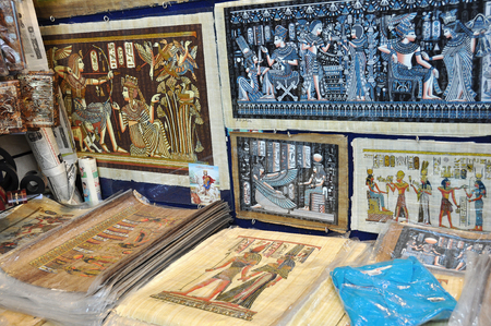 Egypt, Eastern bazaar, a souvenir shopand figurines of Egyptian godsのeditorial素材