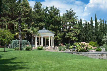 Landscaped parkland in the village Partenit.  Park of Aivazovsky \"Paradise\" in Partenite. Ukraine, Crimearaine, Crimeaの写真素材