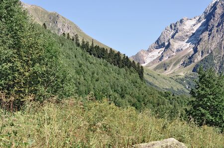 Lovely view of the mountains near the resort village Dombay