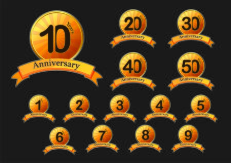 Anniversary golden labels set, Vector set of anniversaryのイラスト素材