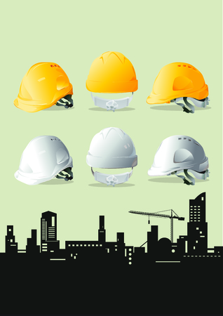 Yellow and White safety hard hatのイラスト素材