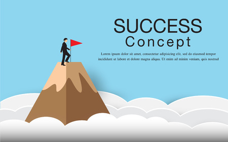 people running up a mountain, leadership, teamwork, success conceptのイラスト素材